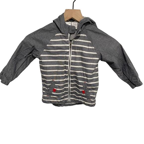 Koala Kids Blue/Gray & White Striped Spring Rain Jacket Size 4T - Picture 1 of 4